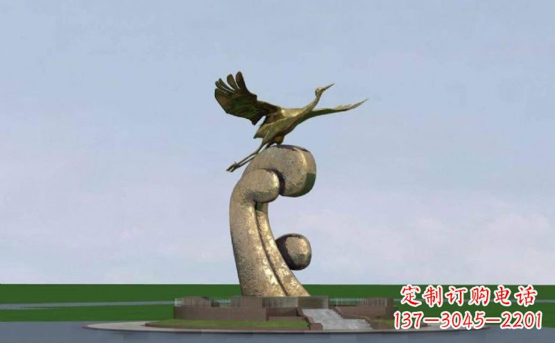 周口不锈钢仙鹤雕塑象征着美丽和宁静