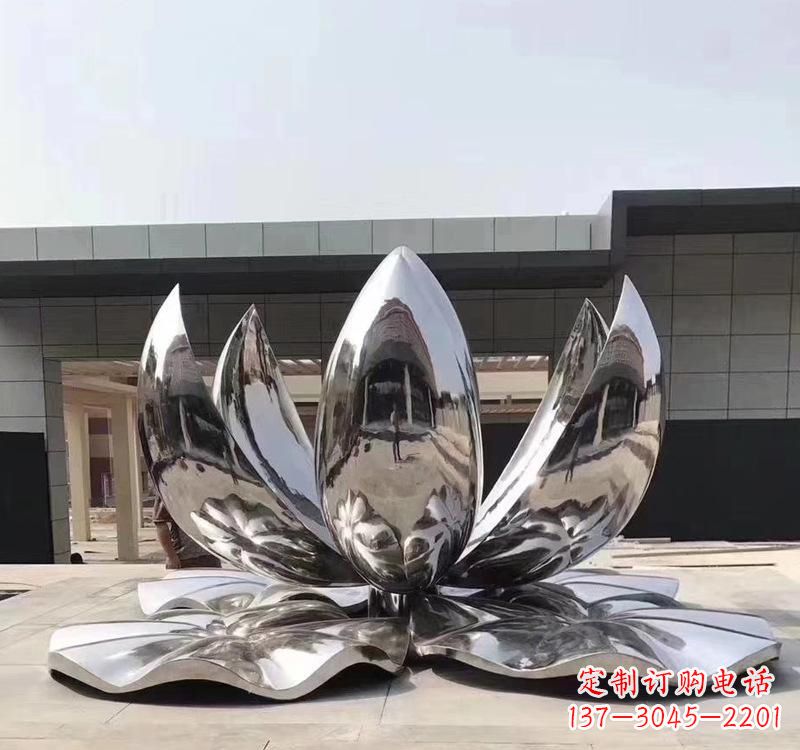 周口不锈钢现代镜面荷花雕塑精美绝伦