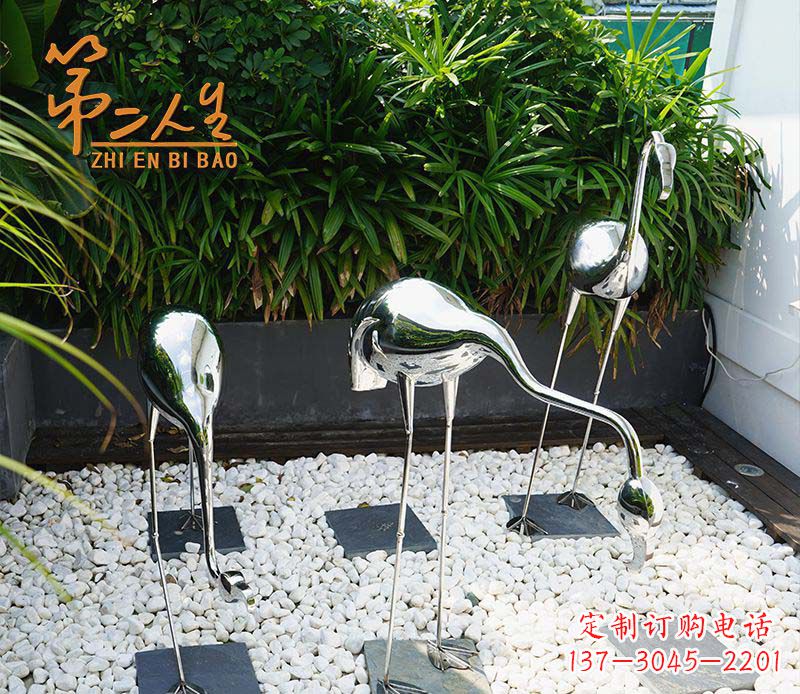 周口不锈钢仙鹤雕塑象征着吉祥和美景