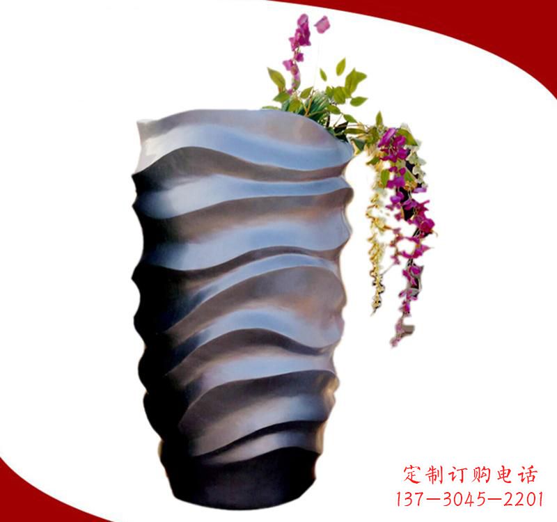 周口不锈钢校园景观花盆雕塑美化校园环境