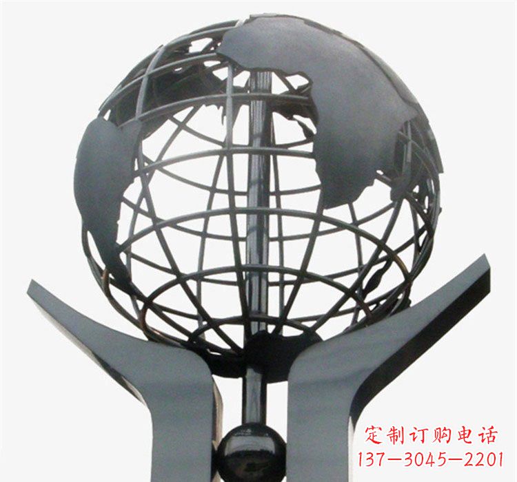 周口象征地球一体的不锈钢校园手托地球雕塑