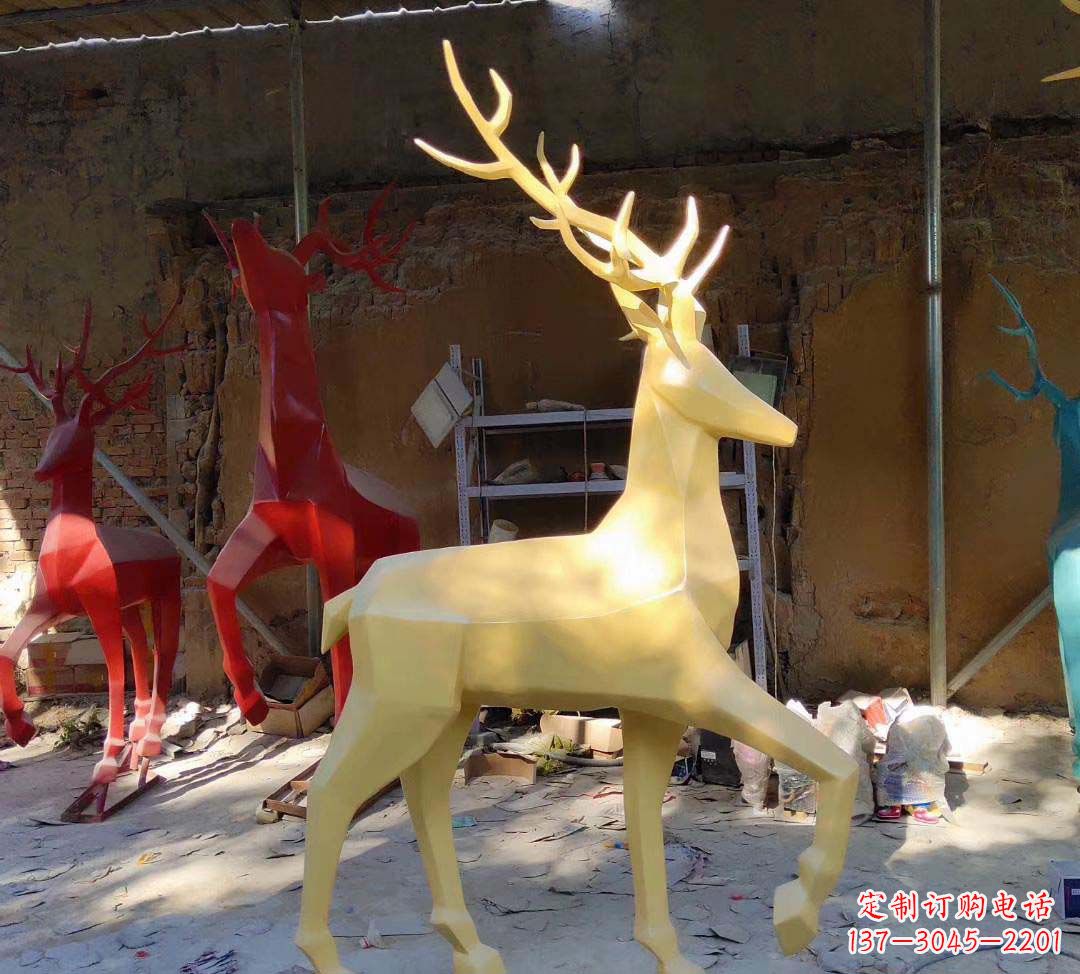 周口新款仿真不锈钢小鹿雕塑