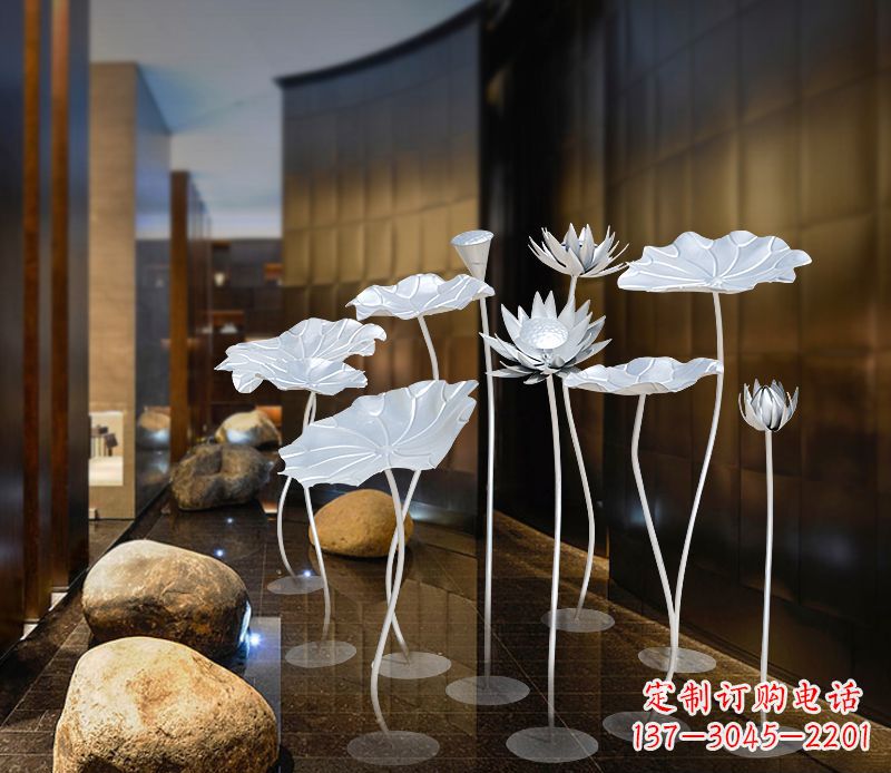 周口不锈钢银色荷花雕塑精美外形魅力无限