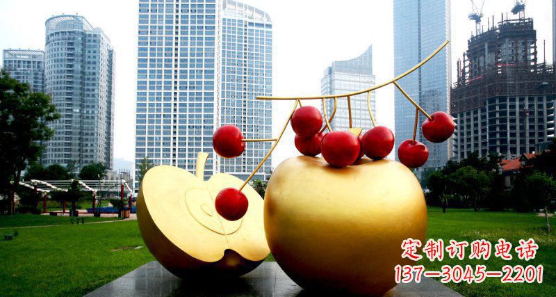 周口不锈钢苹果雕塑,添彩公园景观