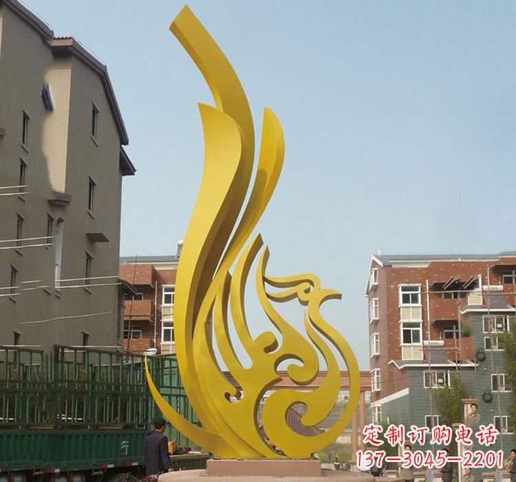 周口静谧的凤凰不锈钢园林雕塑