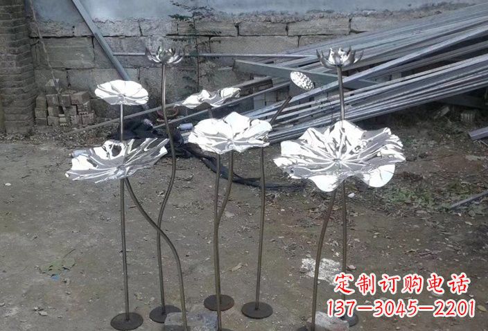 周口不锈钢荷叶雕塑给园林增添美感