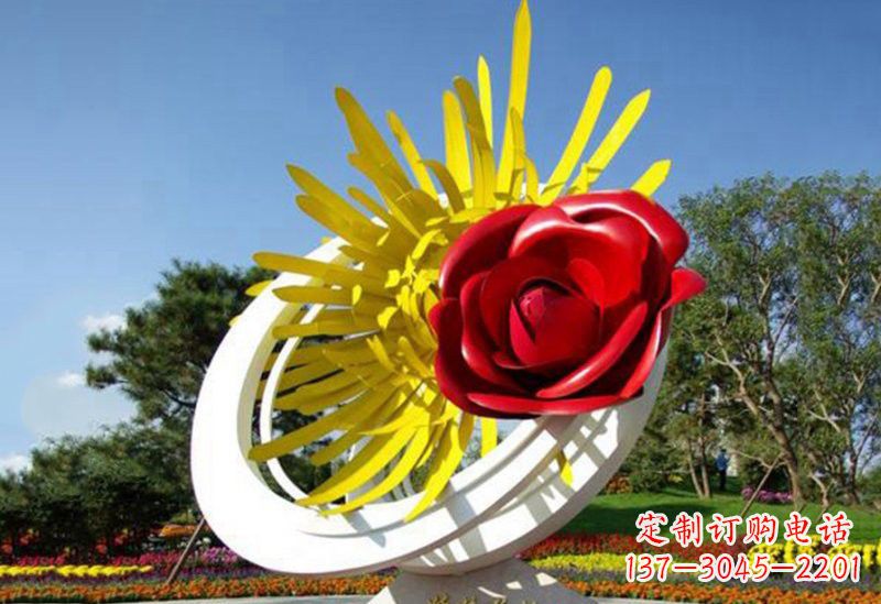 周口不锈钢玫瑰花雕塑——给城市景观带来美丽