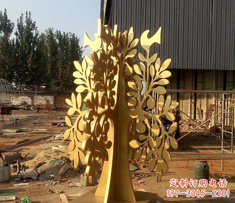周口不锈钢树叶雕塑艺术的精美表现