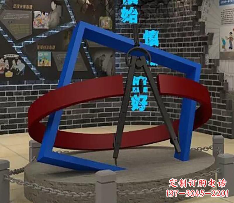 周口不锈钢圆规雕塑实现景观美化的艺术之作