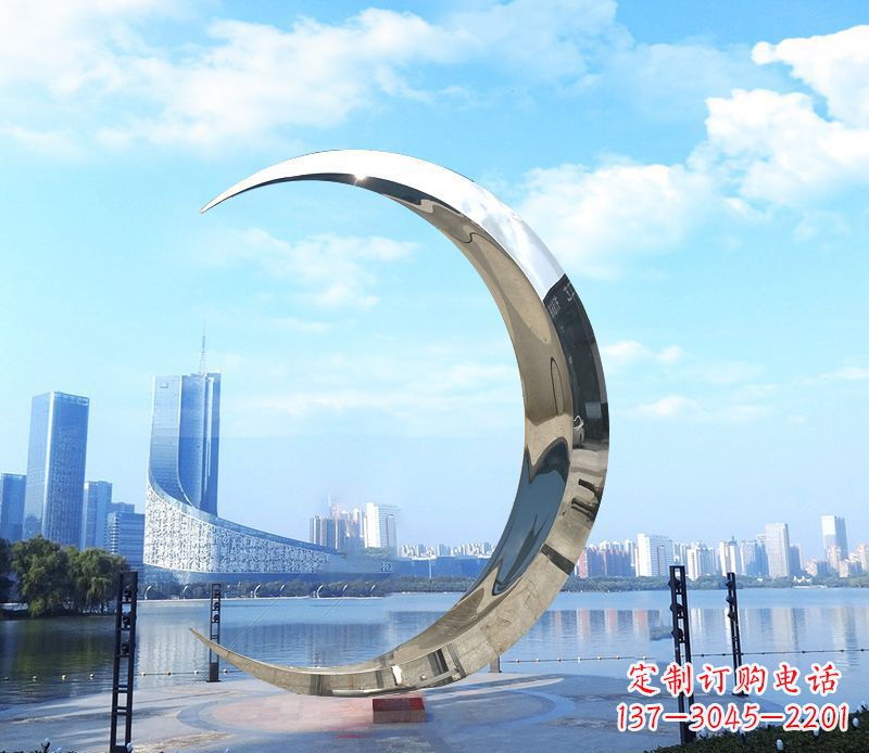 周口不锈钢月亮雕塑象征着美丽的月亮