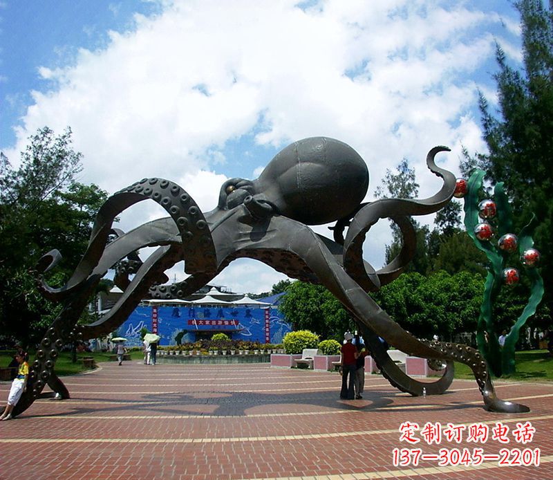 周口不锈钢章鱼雕塑精美艺术品