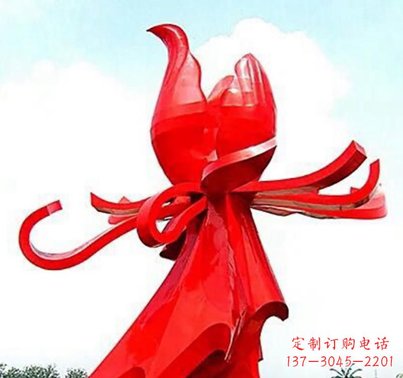 周口不锈钢玫瑰雕塑,传递爱与和平