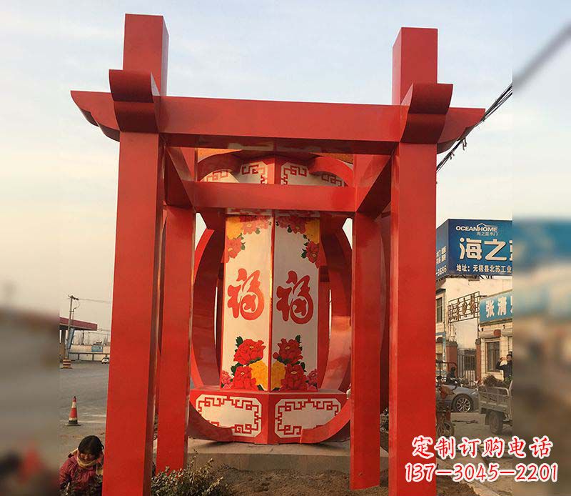 周口不锈钢灯笼雕塑——点亮中国梦