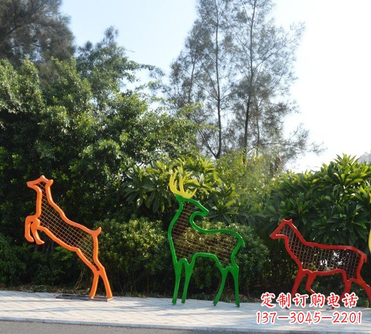 周口精美的彩色不锈钢梅花鹿雕塑