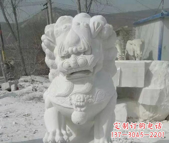 周口狮子雕塑踩绣球石狮子寺庙的独特景观