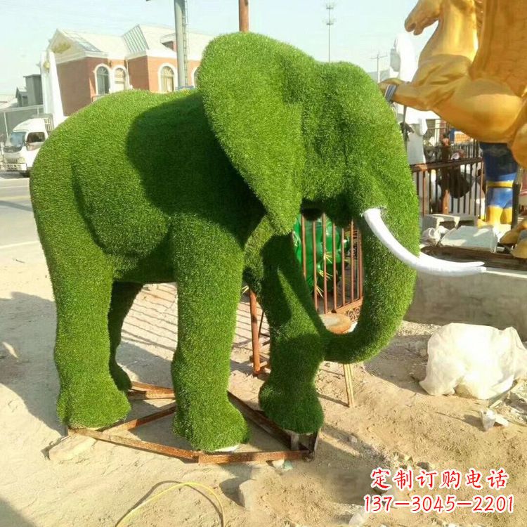 周口草皮大象玻璃钢雕塑