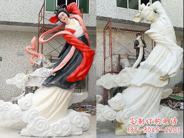 周口神话中的嫦娥玻璃钢彩绘雕塑