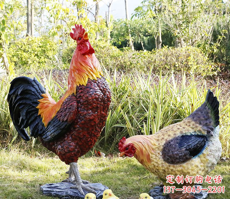 周口公鸡雕塑完美的绿化环境装饰
