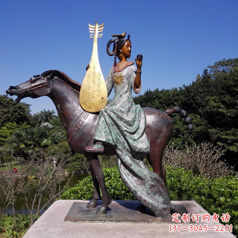 周口沉鱼落雁典故美女人物王昭君出塞铜雕像