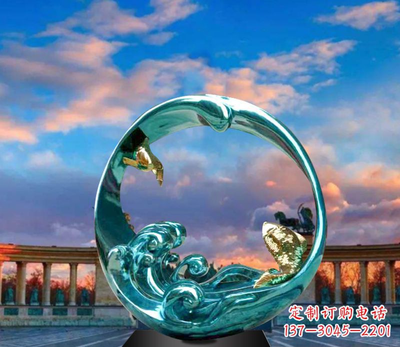 周口城市之环不锈钢彩银雕塑