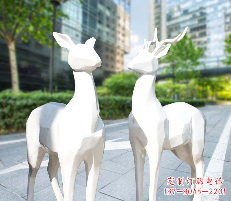 周口景观雕塑鹿形不锈钢块面