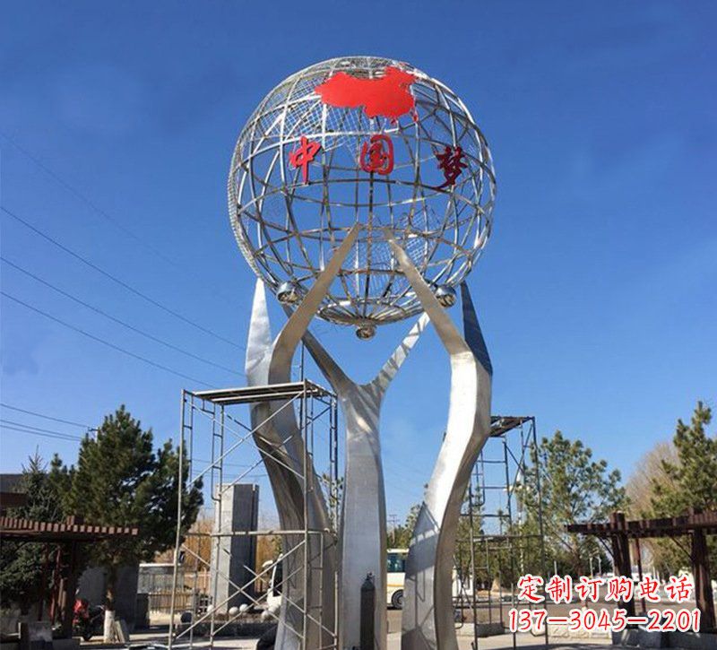 周口城市之星——不锈钢地球仪雕塑
