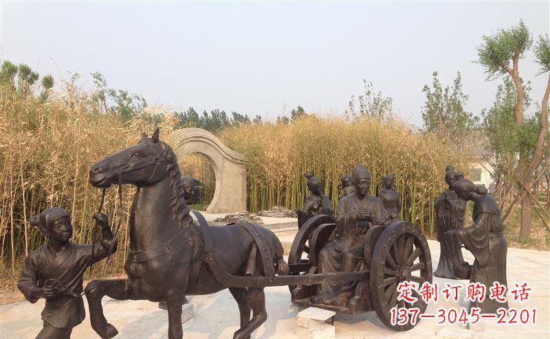 周口城市公园坐马车景观铜雕