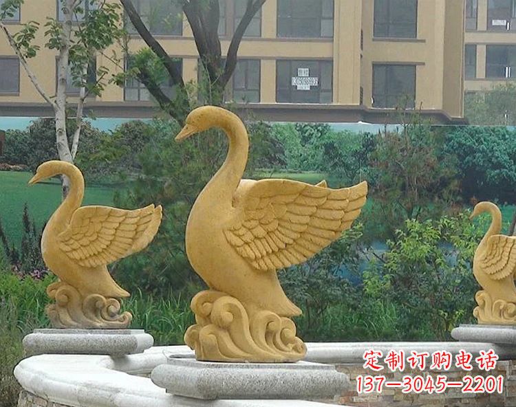 周口池塘水景喷泉天鹅雕塑-公园园林景区装饰动物雕塑