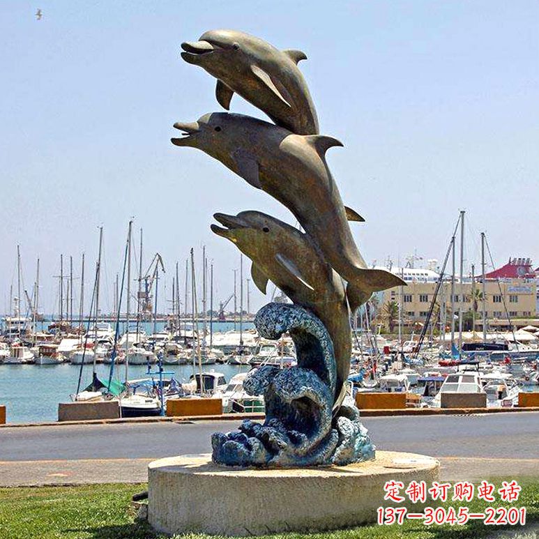 周口海豚铜雕塑传承海洋文化