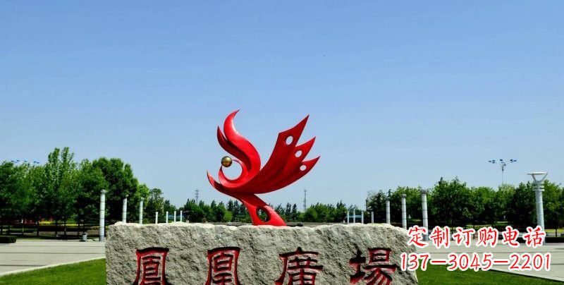 周口不锈钢凤凰雕塑奔放优雅的艺术之作