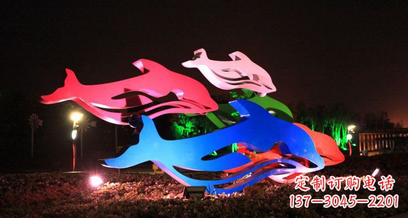 周口抽象海豚公园不锈钢雕塑