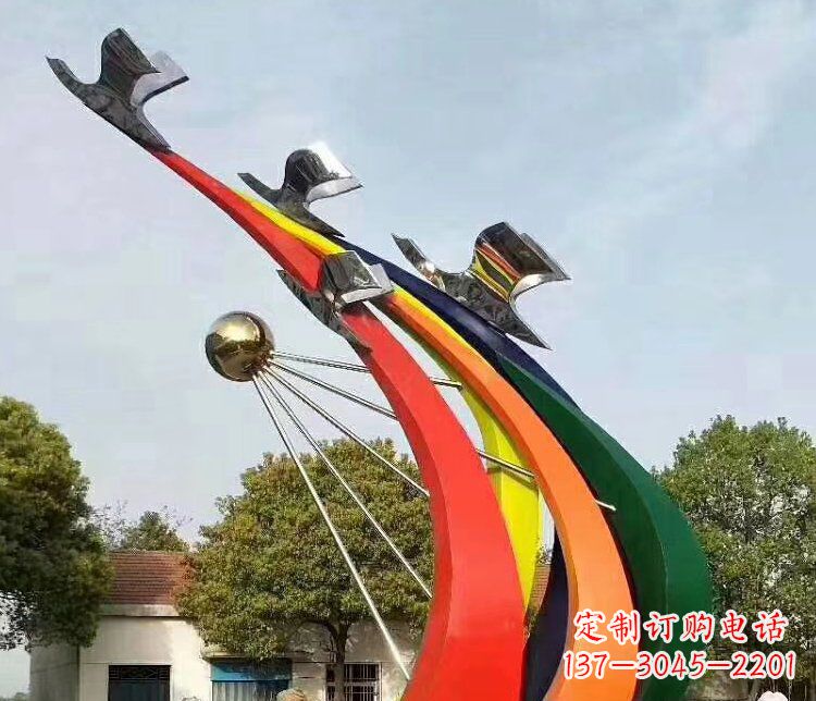 周口抽象和平鸽和太阳校园不锈钢雕塑