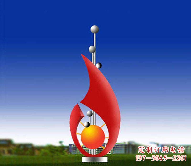 周口抽象红色水滴广场景观雕塑