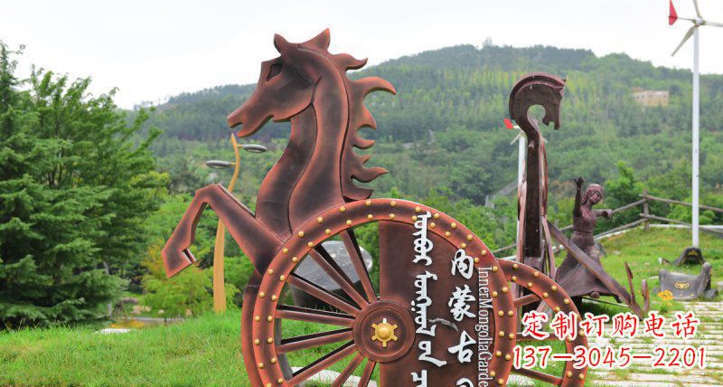 周口传承历史魅力,不锈钢马车雕塑悠然屹立