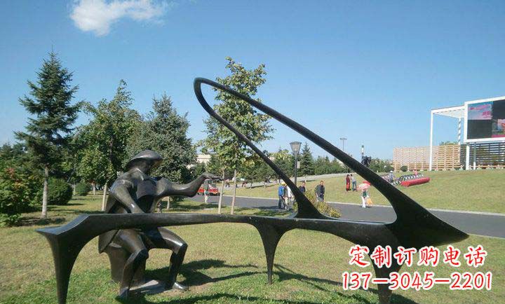 周口抽象人物弹钢琴铜雕