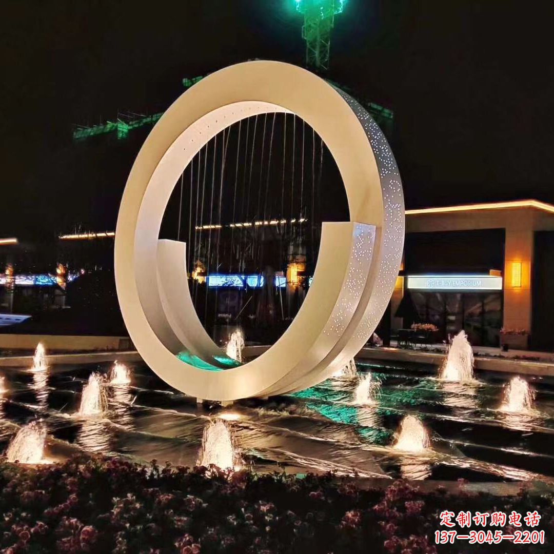 周口环状喷泉雕塑灯光点亮美丽