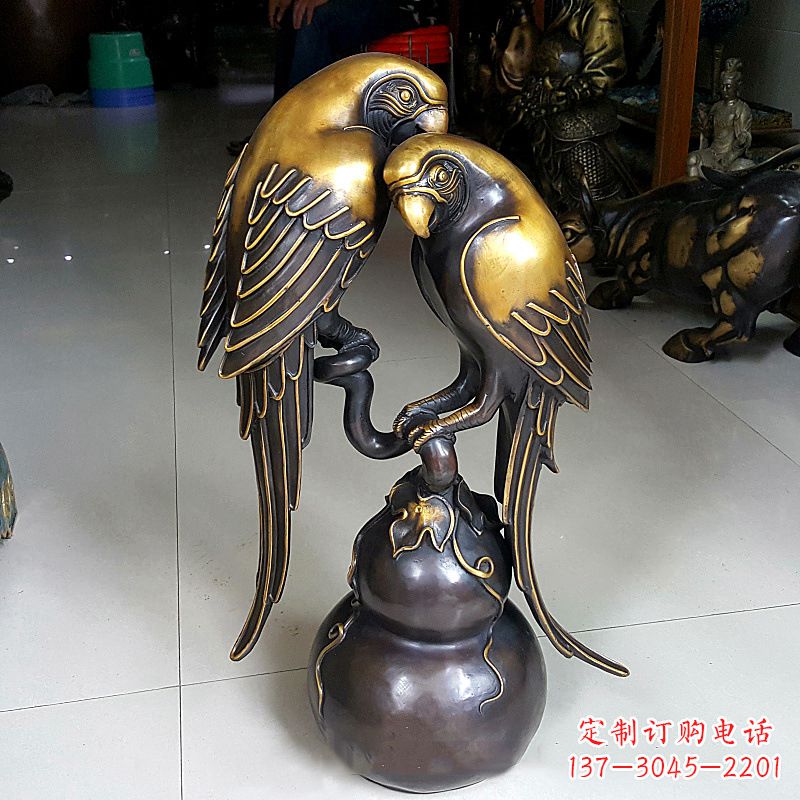 周口铸造纯铜鹦鹉雕塑