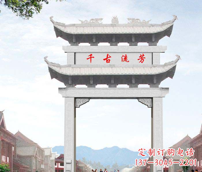 周口石雕牌坊一座传承传统的精美雕塑