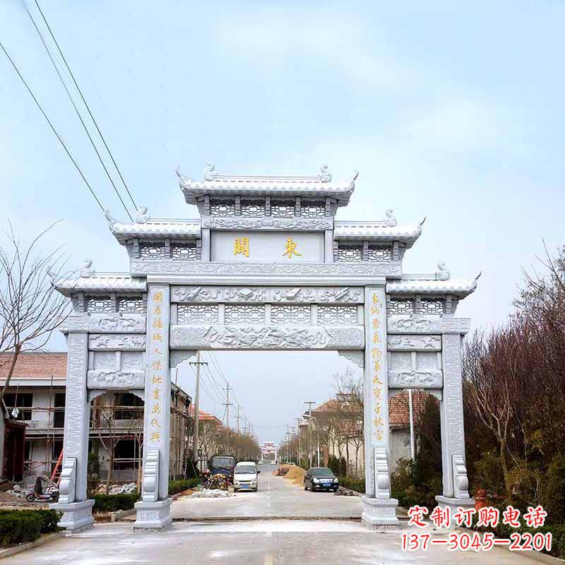 周口传承古风——村镇三门石牌坊雕塑