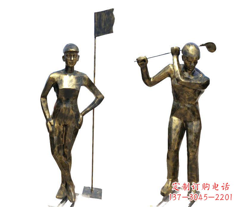 周口打高尔夫人物广场景观铜雕摆件
