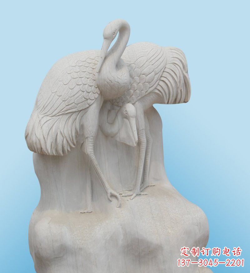周口大理石制作的丹顶鹤雕塑
