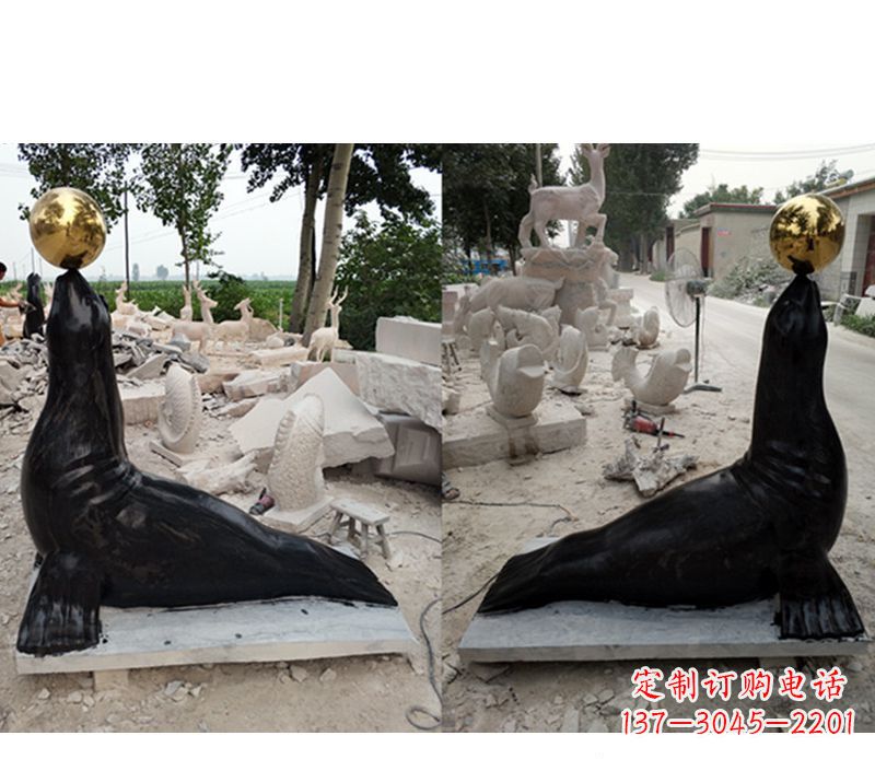 周口大理石海豹雕塑