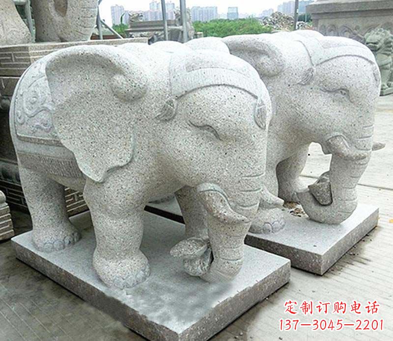 周口大理石制作的精美招财大象雕塑