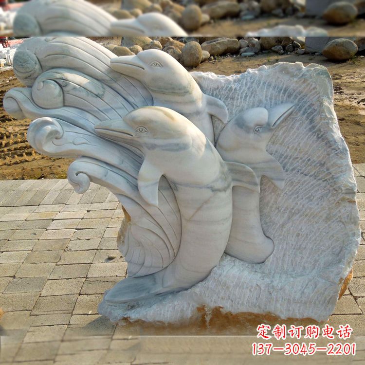 周口海豚雕塑以大理石精美绝伦