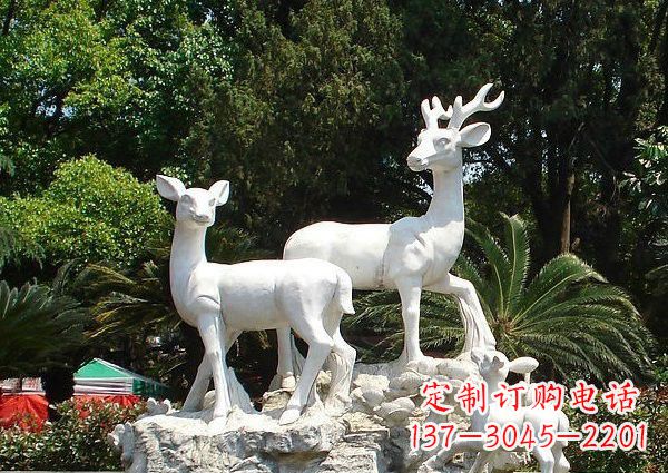 周口雕塑艺术——大理石公园小鹿石雕