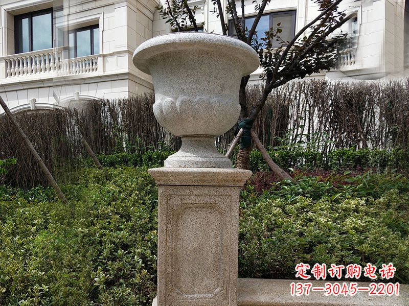 周口大理石花钵小区花盆石雕艺术品