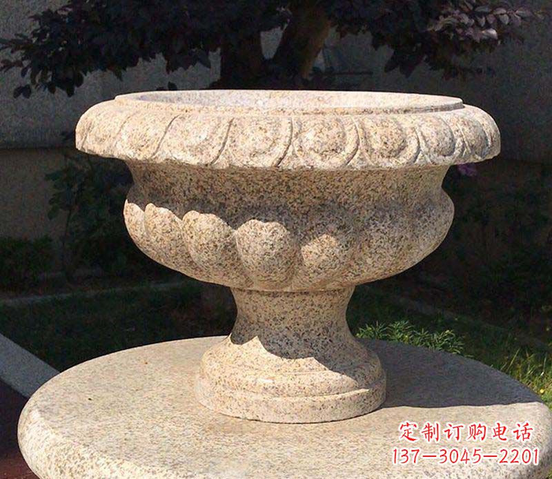 周口大理石花钵公园花盆石雕