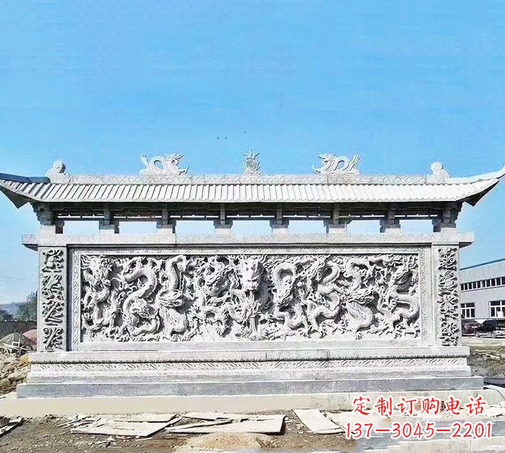 周口精美大理石九龙壁雕塑