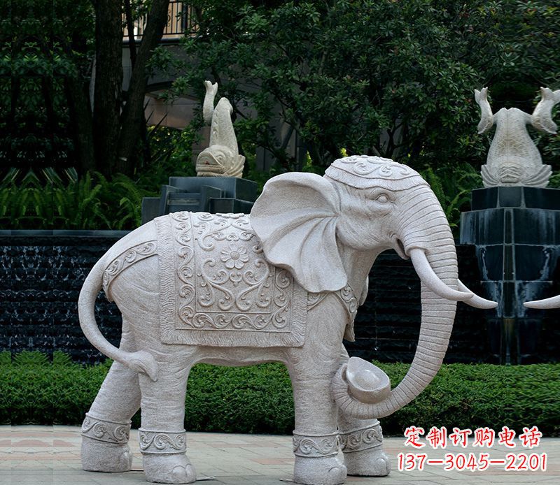 周口以大理石为材料的完美大象雕塑