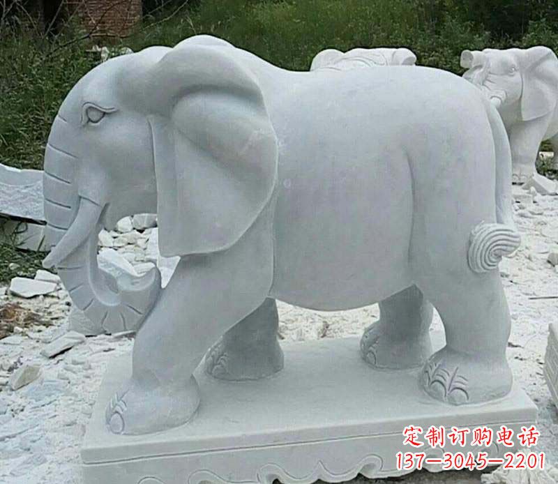 周口精雕细琢的大理石大象雕塑